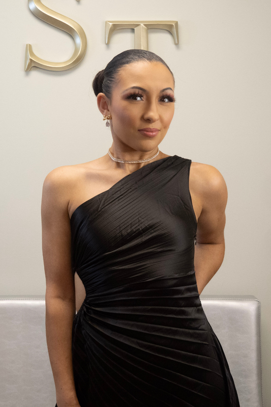 Gloria One-Shoulder Asymmetrical Dress (Black)