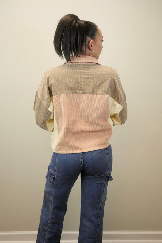 Katie Color Block Corduroy Jacket