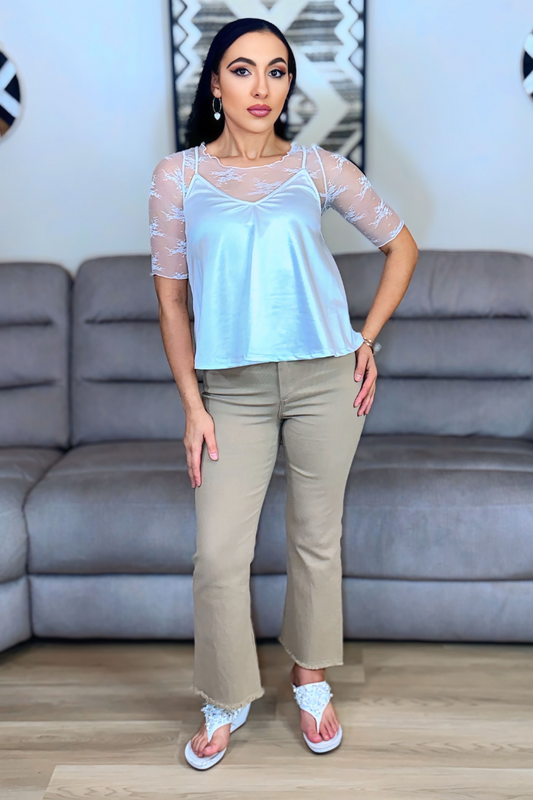 Sweet Caroline High-Rise Ankle Cut Jeans (Tan)