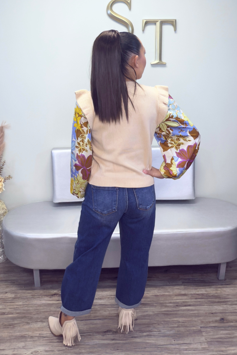 Hailee Floral Sleeve Sweater