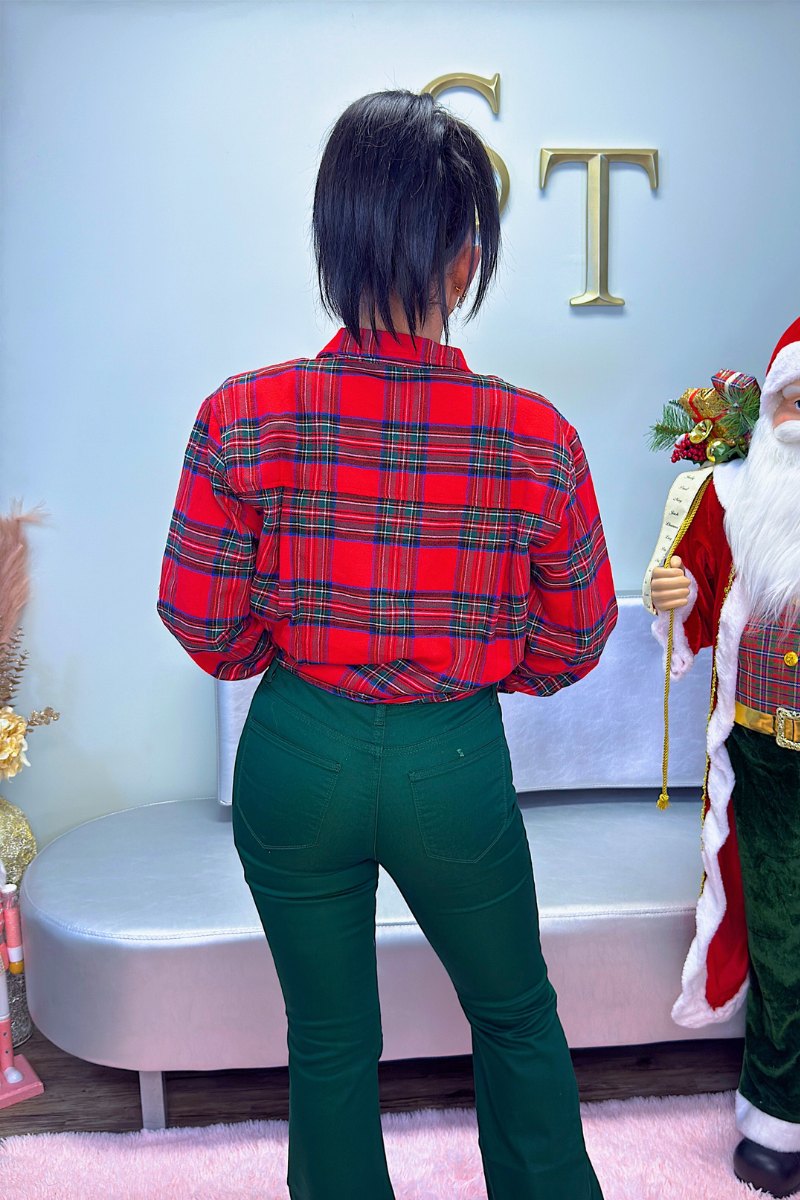 Sally High-Rise Bootcut Denim (Forest Green)