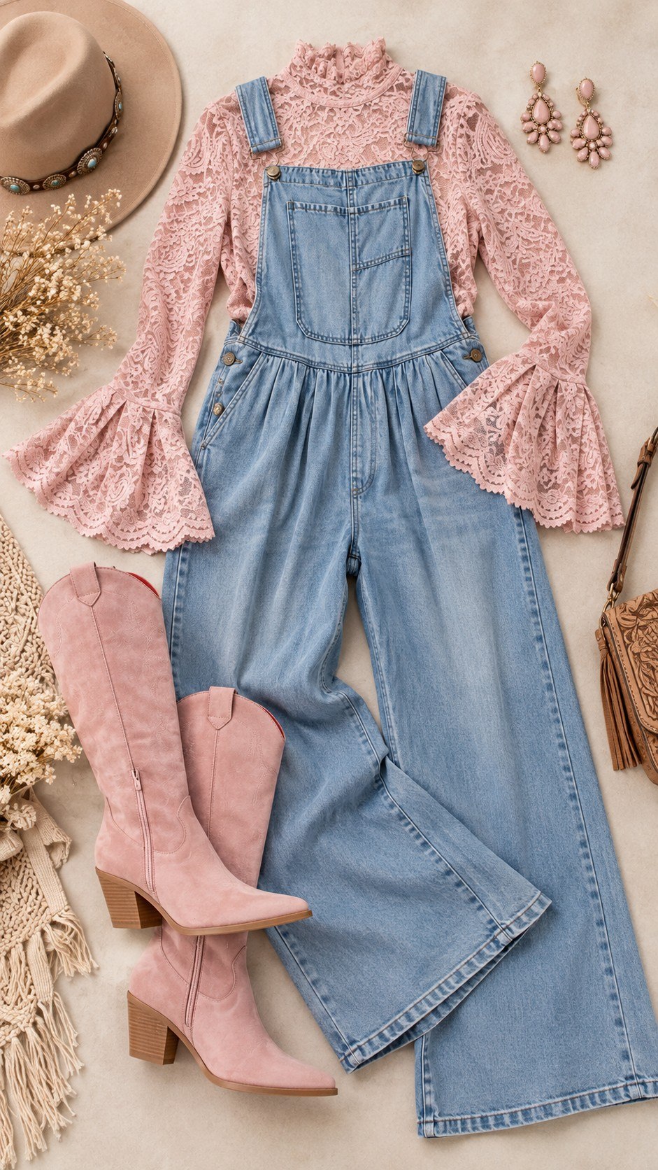 Free Spirit Wide-Leg Denim Overalls