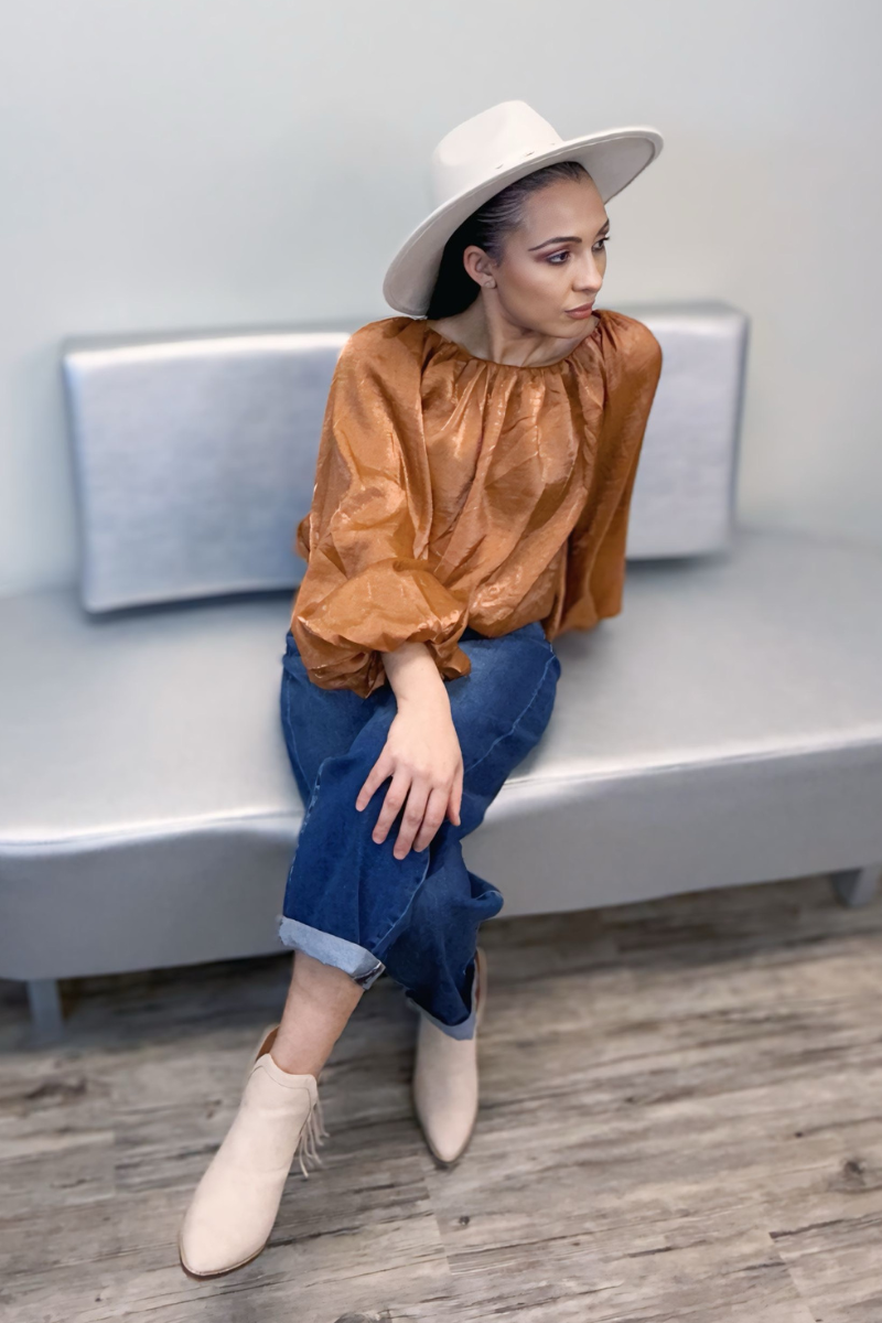 Long-Sleeve Carmen Blouse