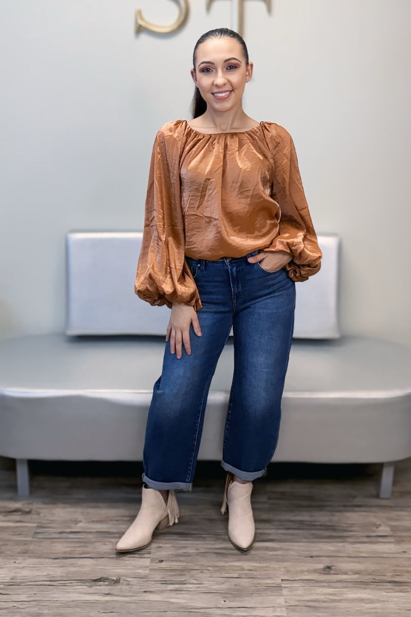 Long-Sleeve Carmen Blouse