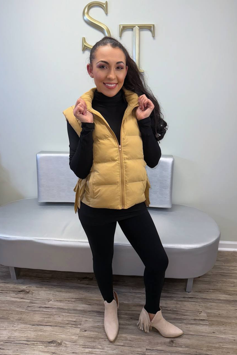 Cozy Cargo Puffer Vest (Mocha)