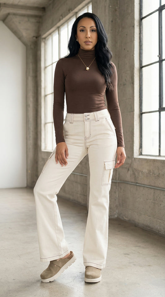 Reversible Mock Neck Top (Mocha)