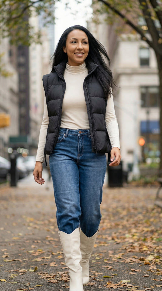 Cozy Cargo Puffer Vest (Black)