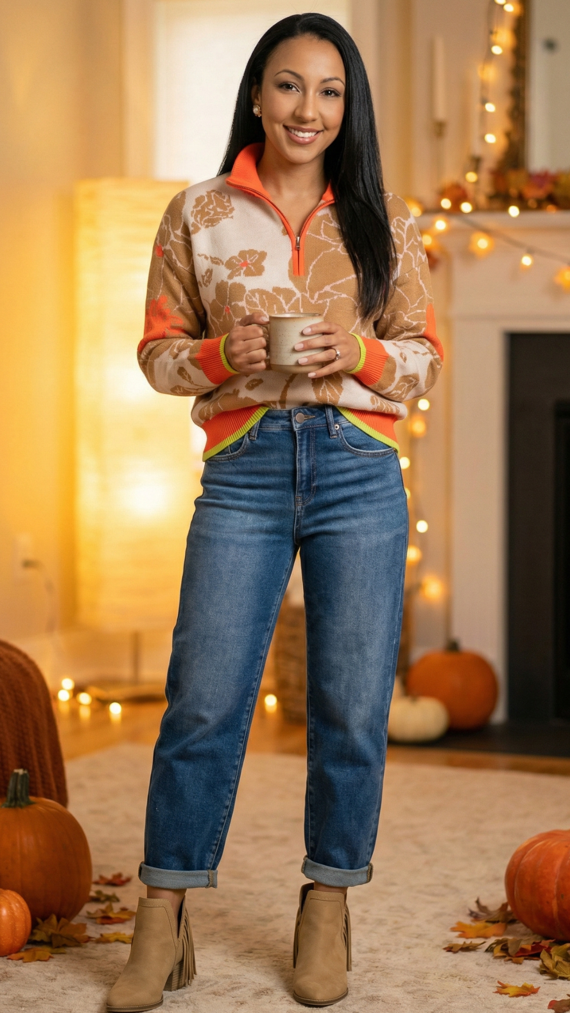 Fall Vibes Half-Zip Pullover Sweater