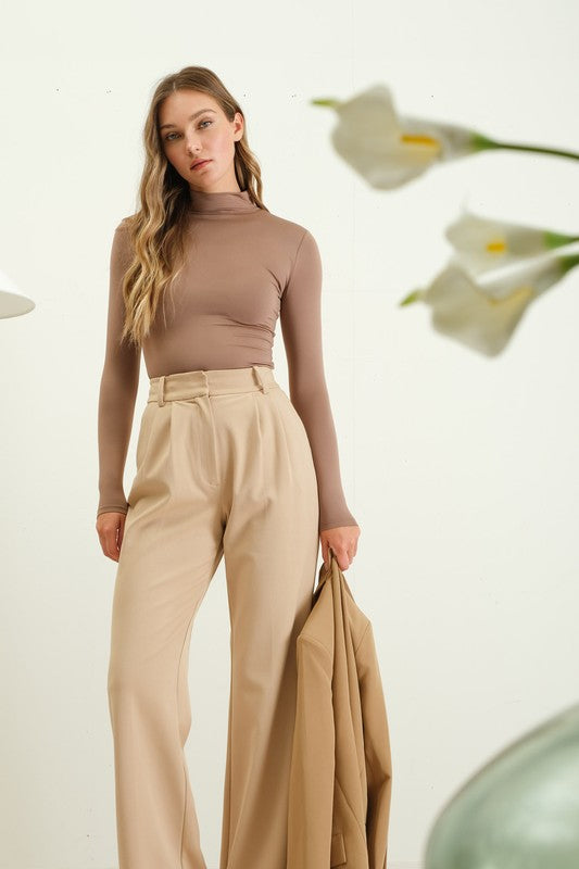 Reversible Mock Neck Top (Taupe)