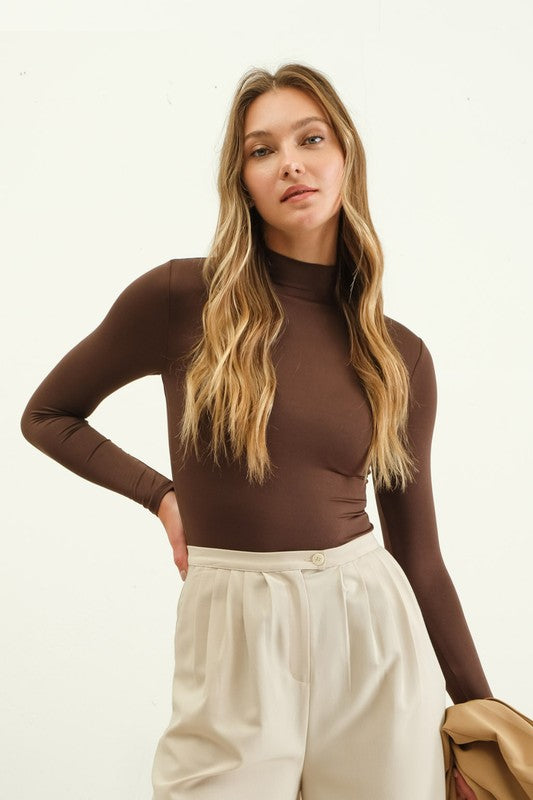 Reversible Mock Neck Top (Mocha)