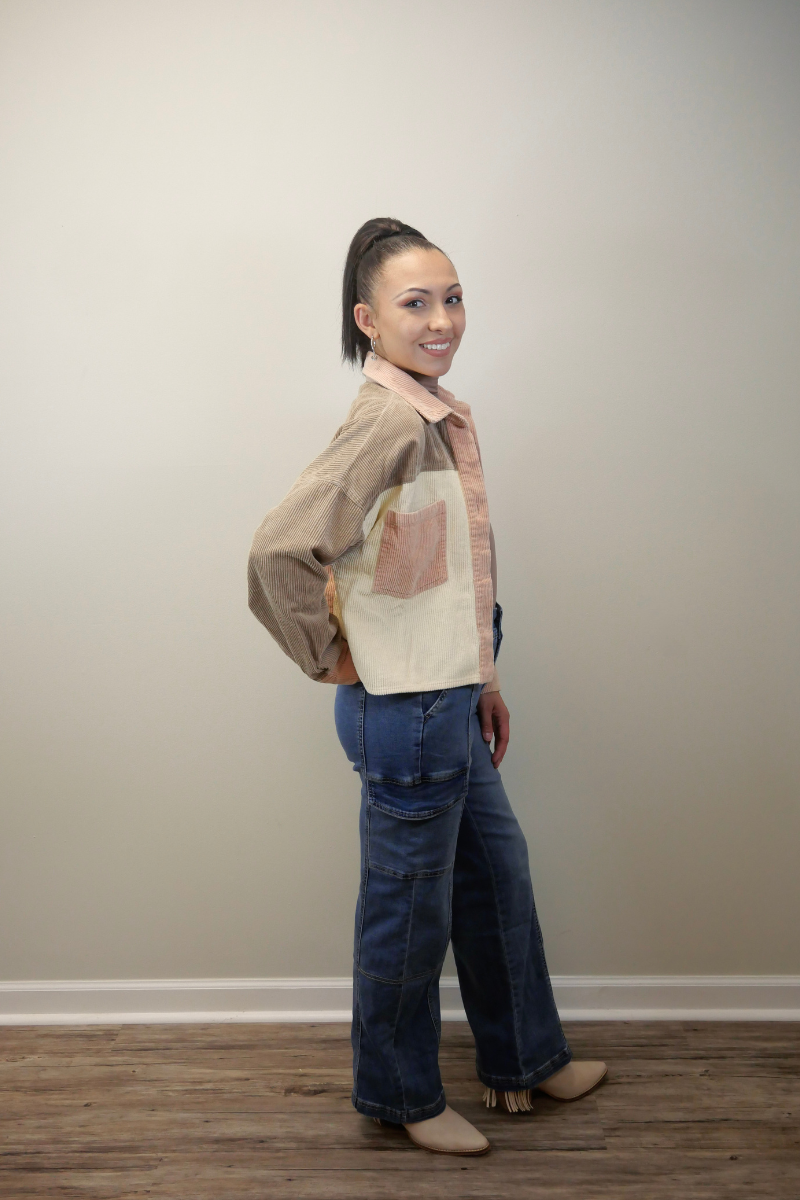 Katie Color Block Corduroy Jacket