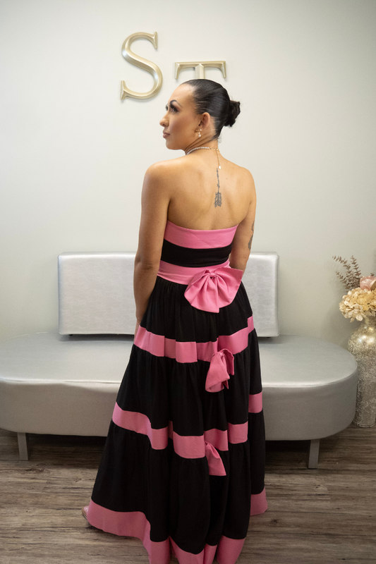 Lady Bella Tiered Dress with Pink Bows