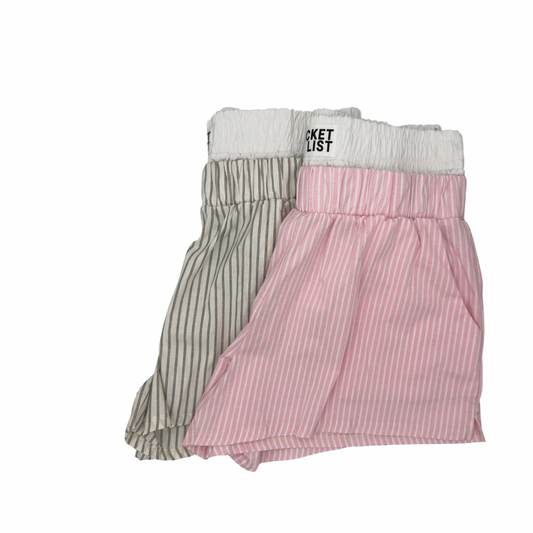 Double Elastic Banded Boxer Stripe Shorts (Ivory Stripe)