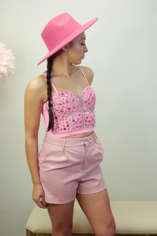 Shine Bright, Sparkle Bold Rhinestone Bustier (Pink Mix)