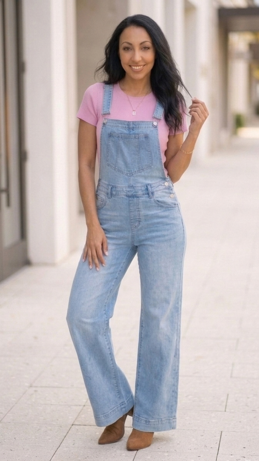 Weekend Mood Wide-Leg Denim Overalls