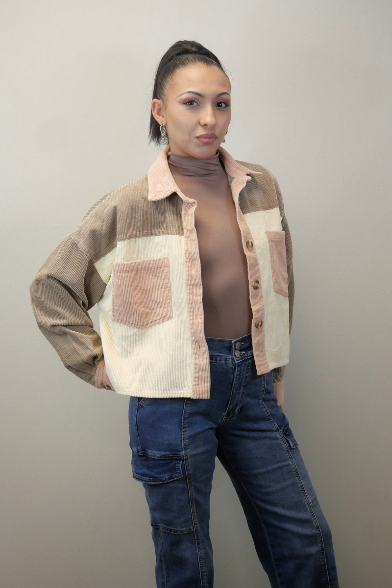 Reversible Mock Neck Top (Taupe)