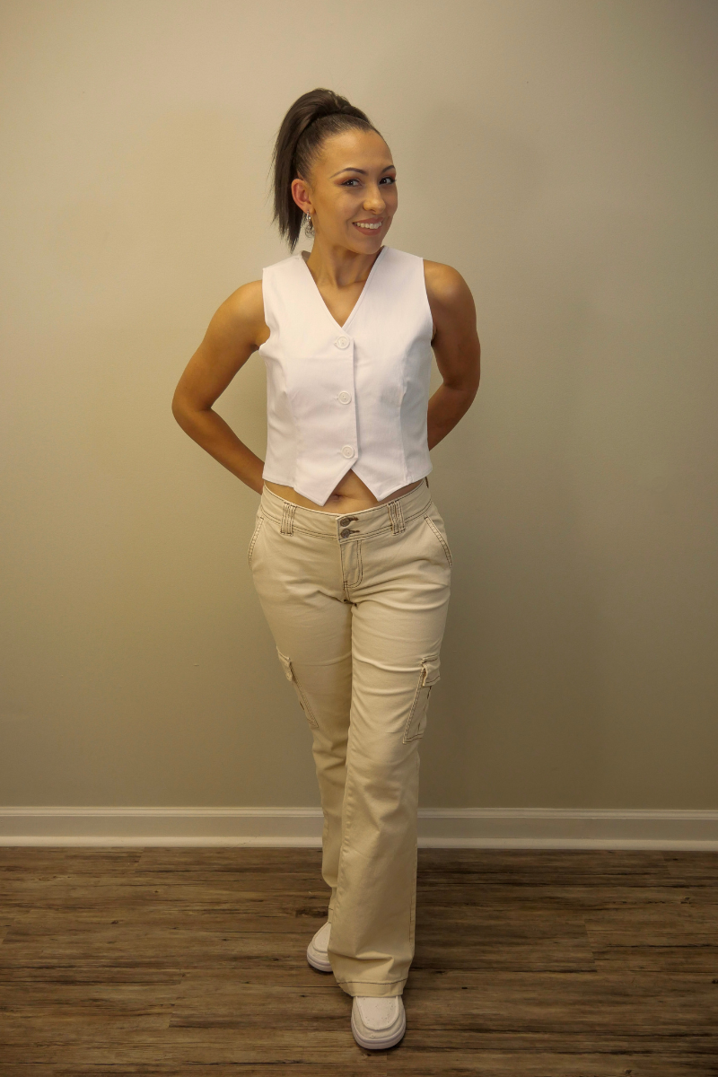 The Office Button-Up Cropped Vest (White)