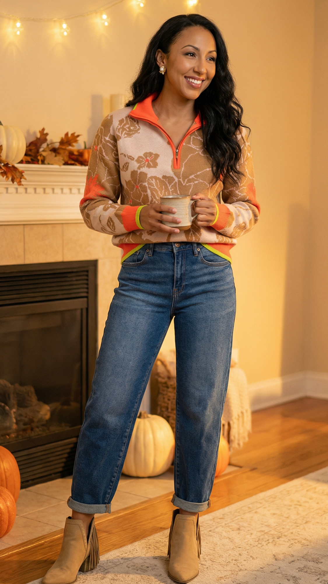 Fall Vibes Half-Zip Pullover Sweater