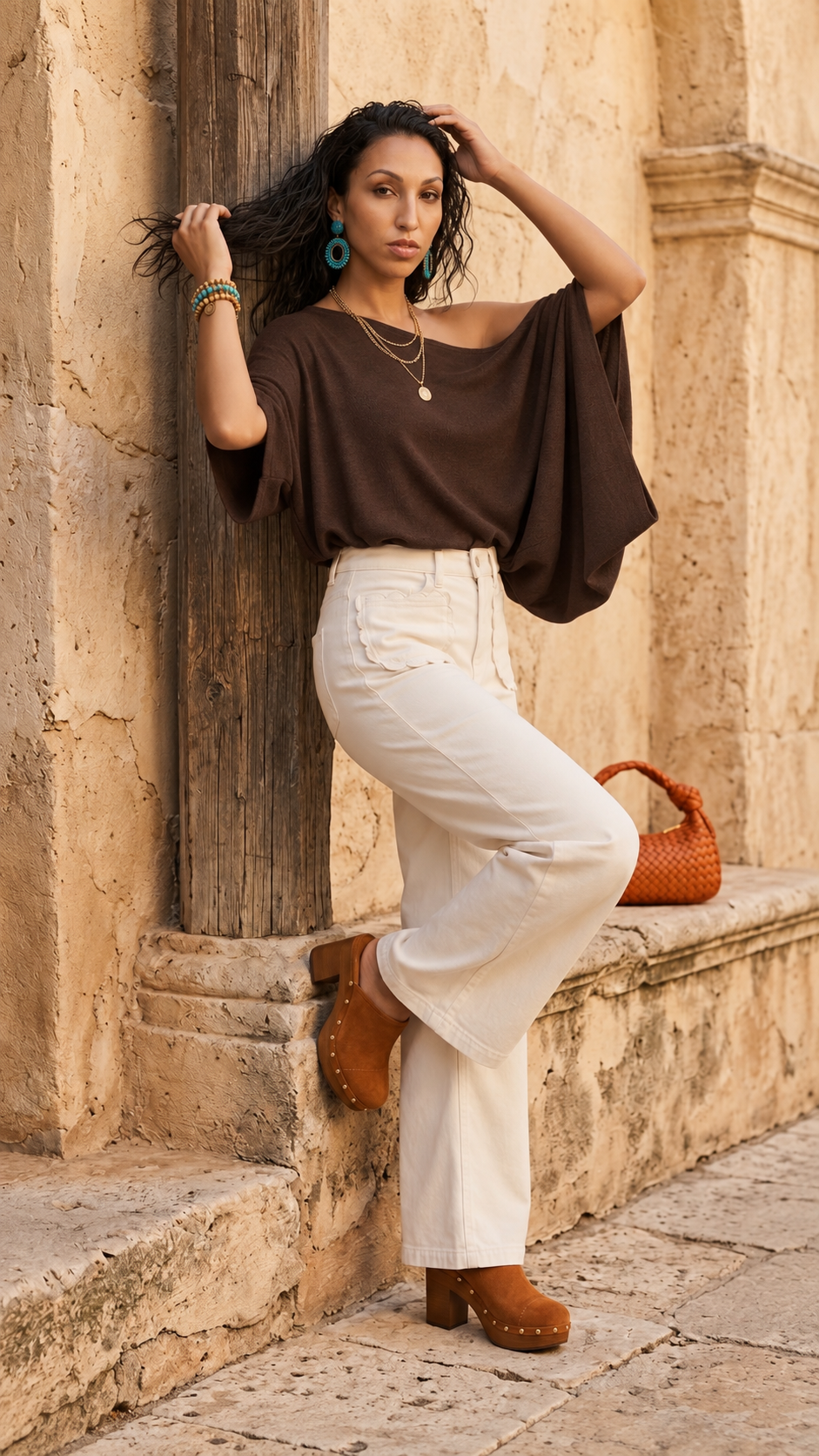 Mocha Mood One-Shoulder Drape Top