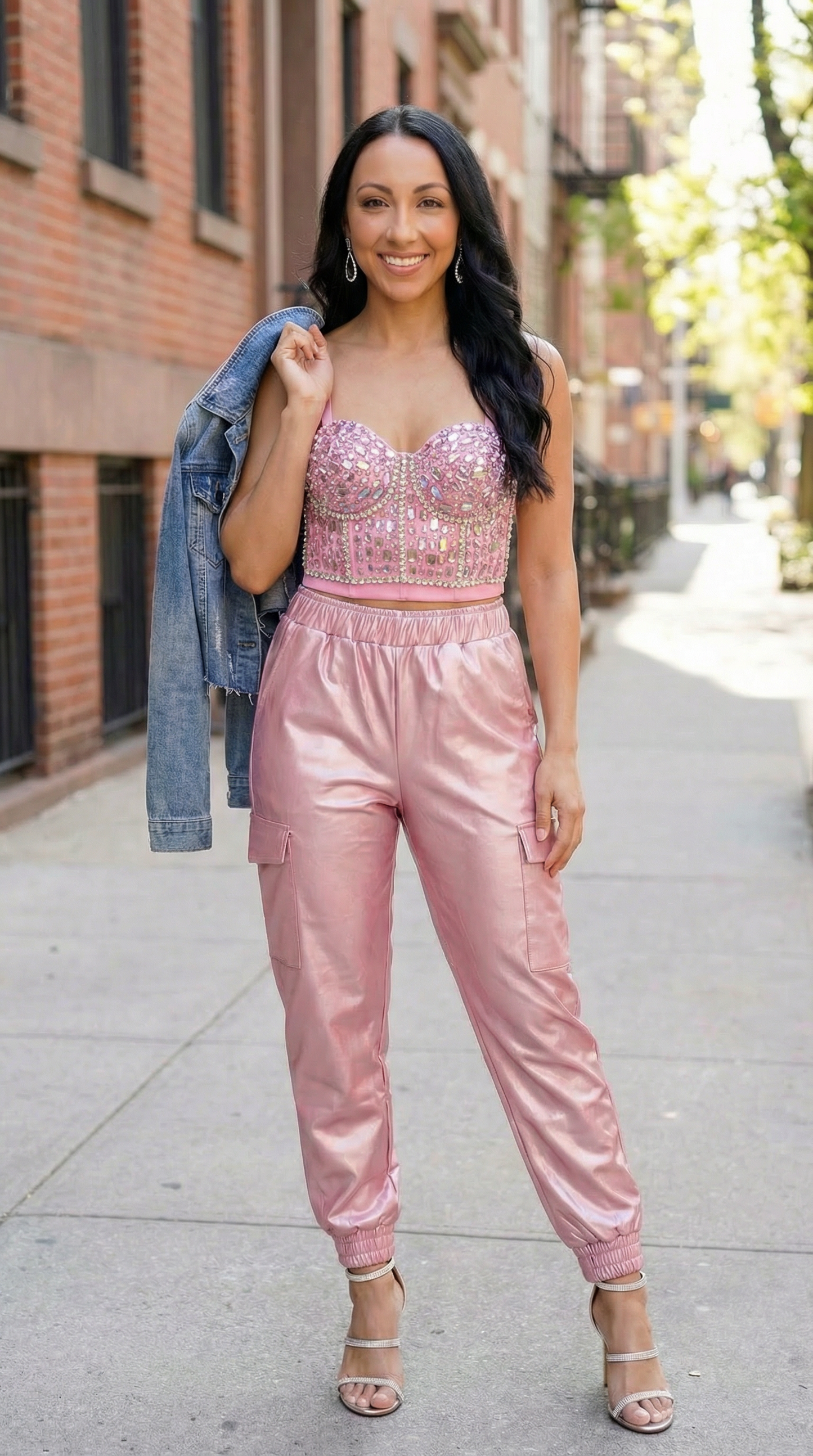 Shine Bright, Sparkle Bold Rhinestone Bustier (Pink Mix)
