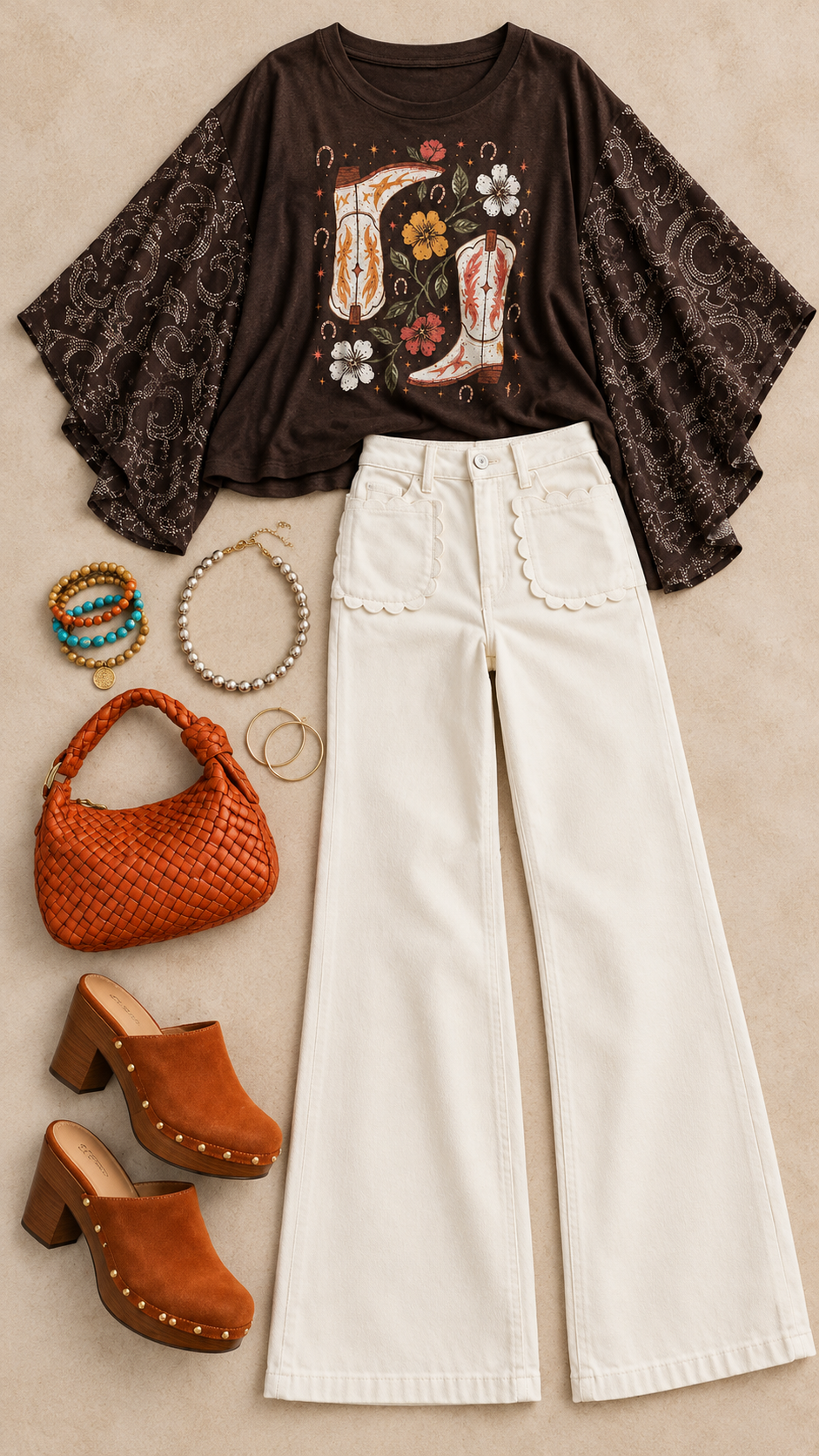 Boots & Blooms Bell-Sleeve Tee