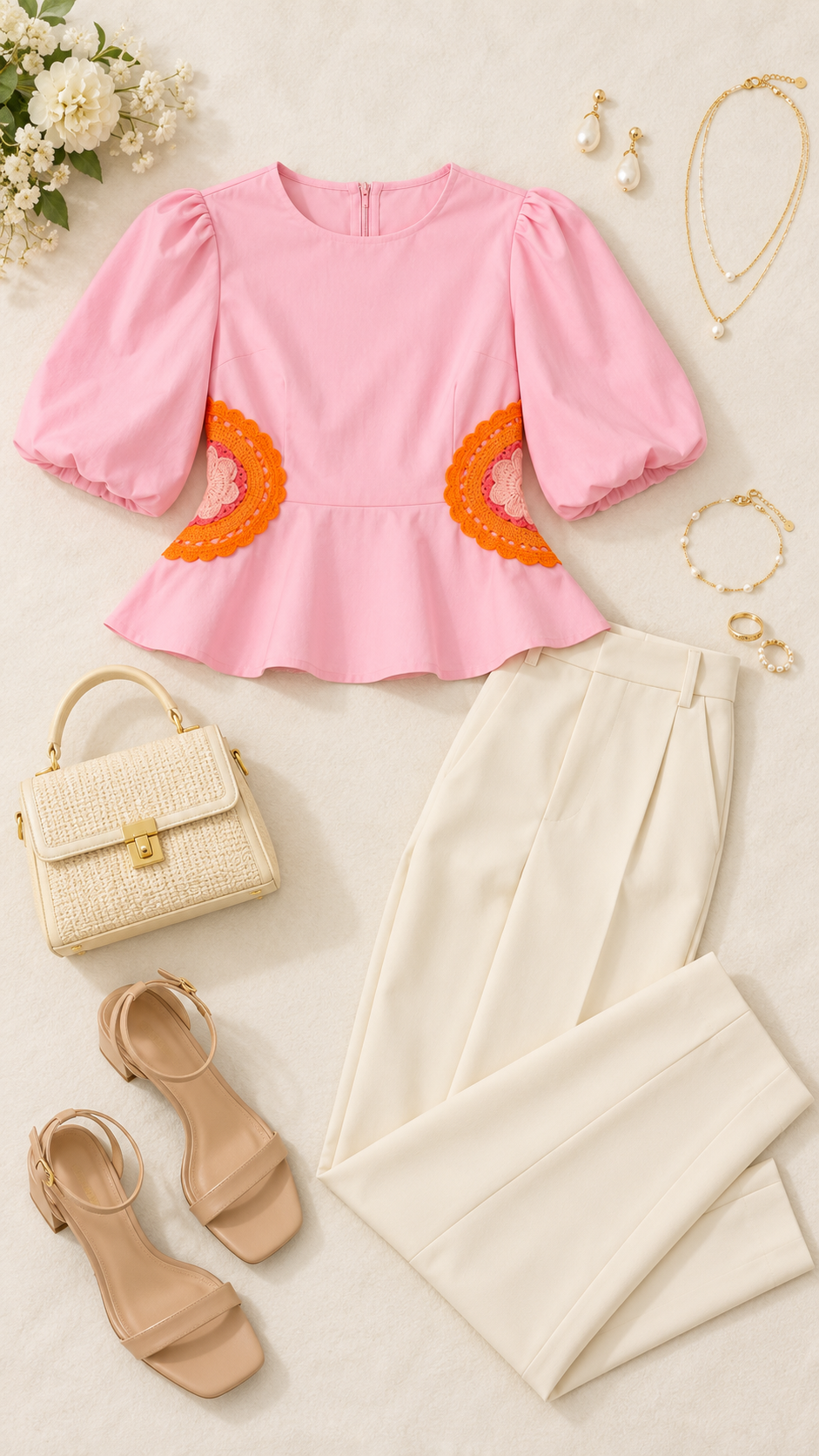 Pink Lemonade Crochet Peplum Top