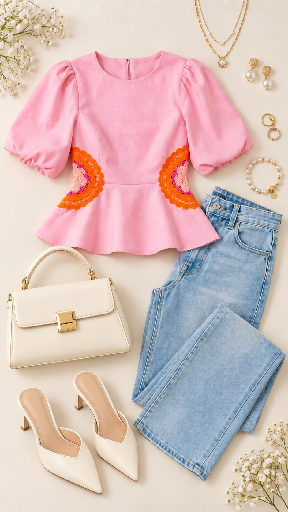 Pink Lemonade Crochet Peplum Top