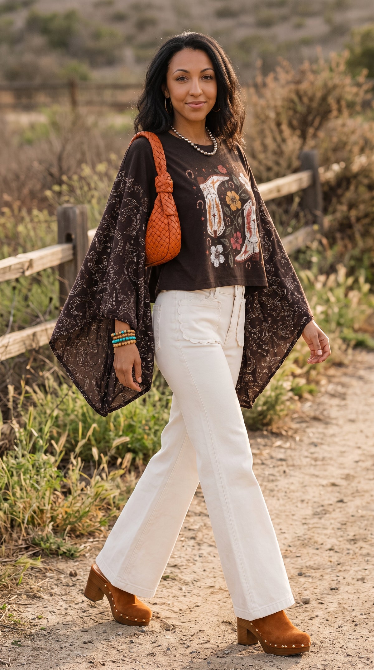 Boots & Blooms Bell-Sleeve Tee