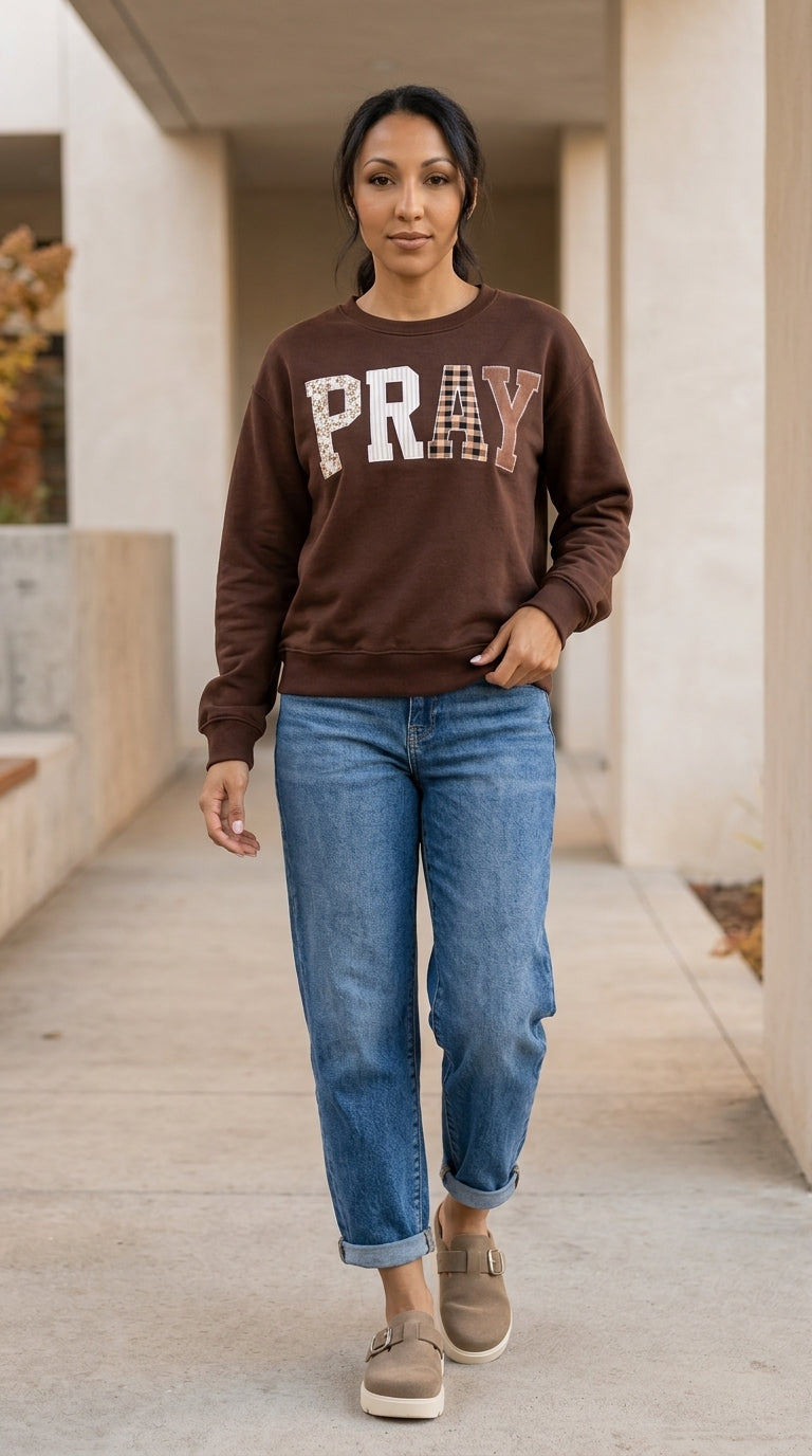 Pray About It Patchwork Sweatshirt