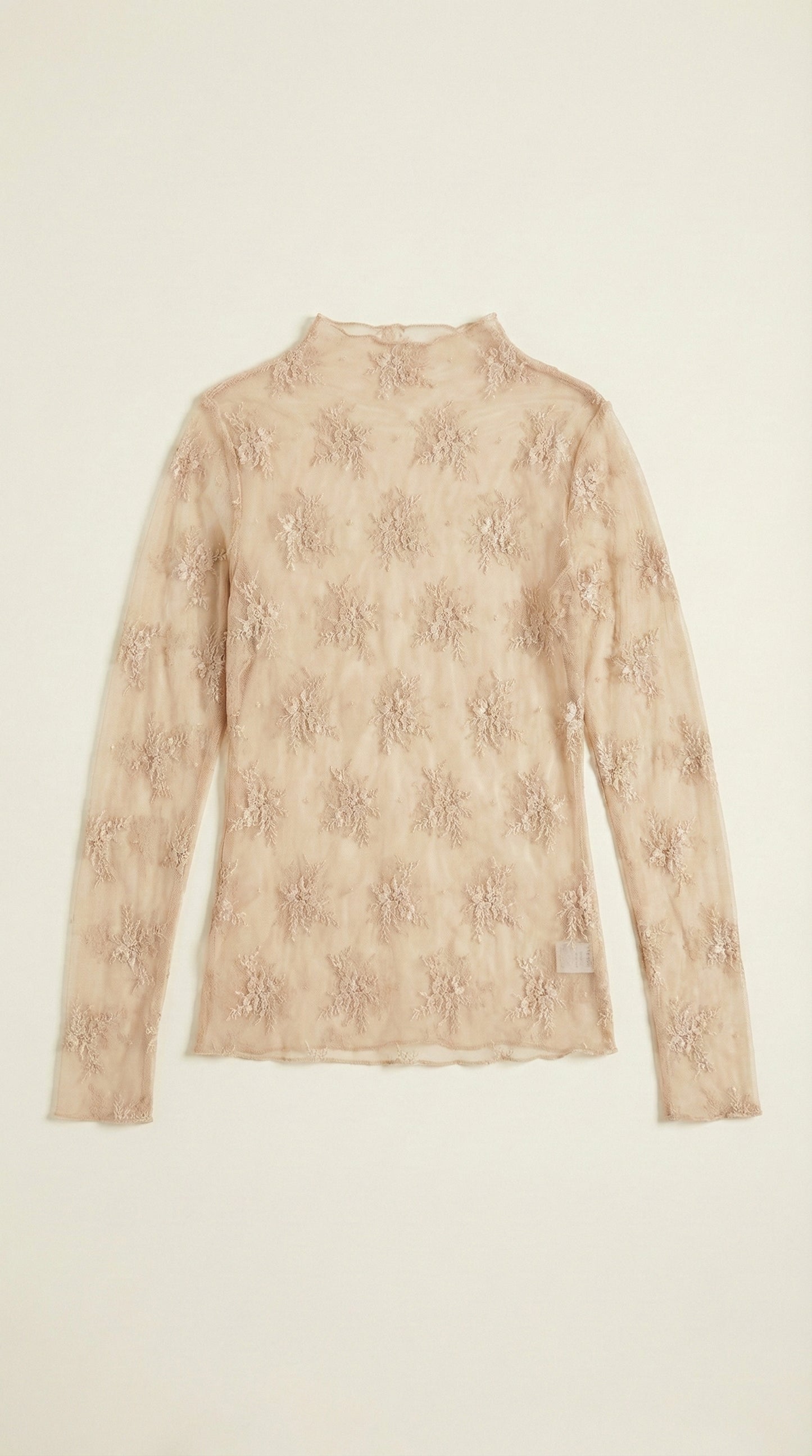 Beige Lace Long-Sleeve Top