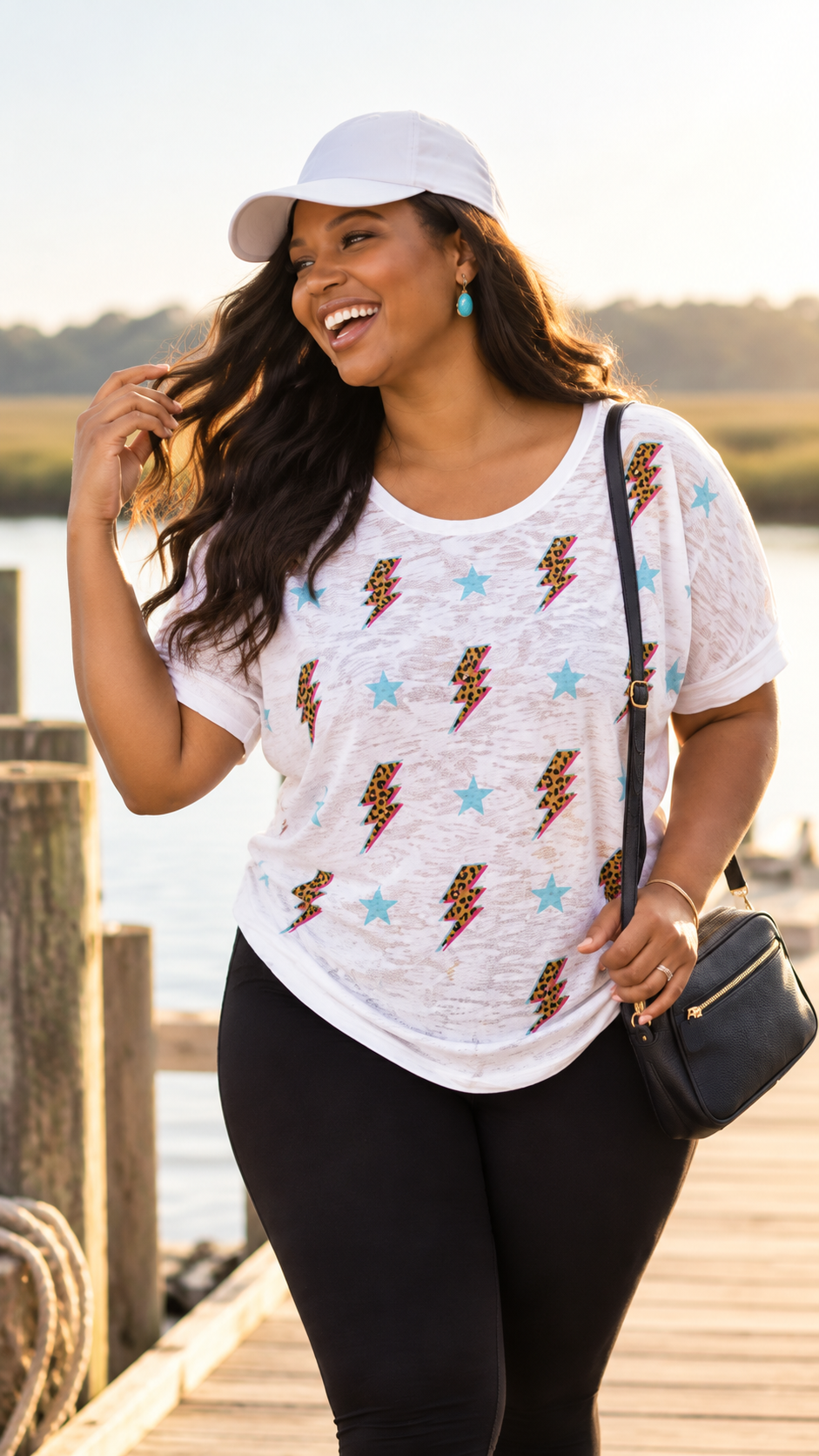 Good Vibes Lightning Bolt Burnout Tee (Plus)