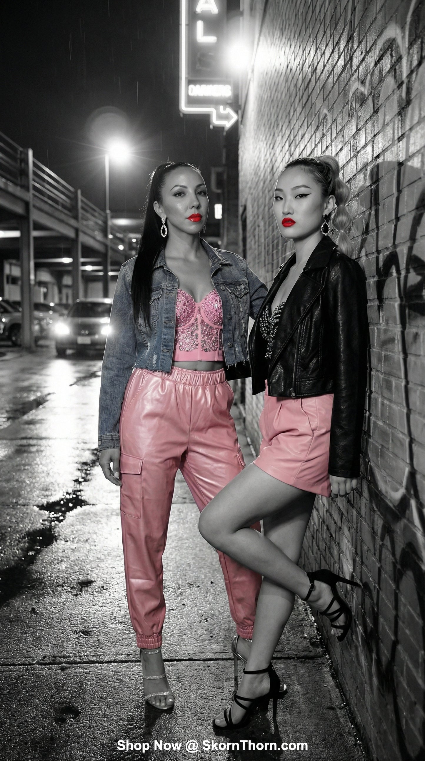 Baddie Attitude Metallic Faux Leather Cargo Pants