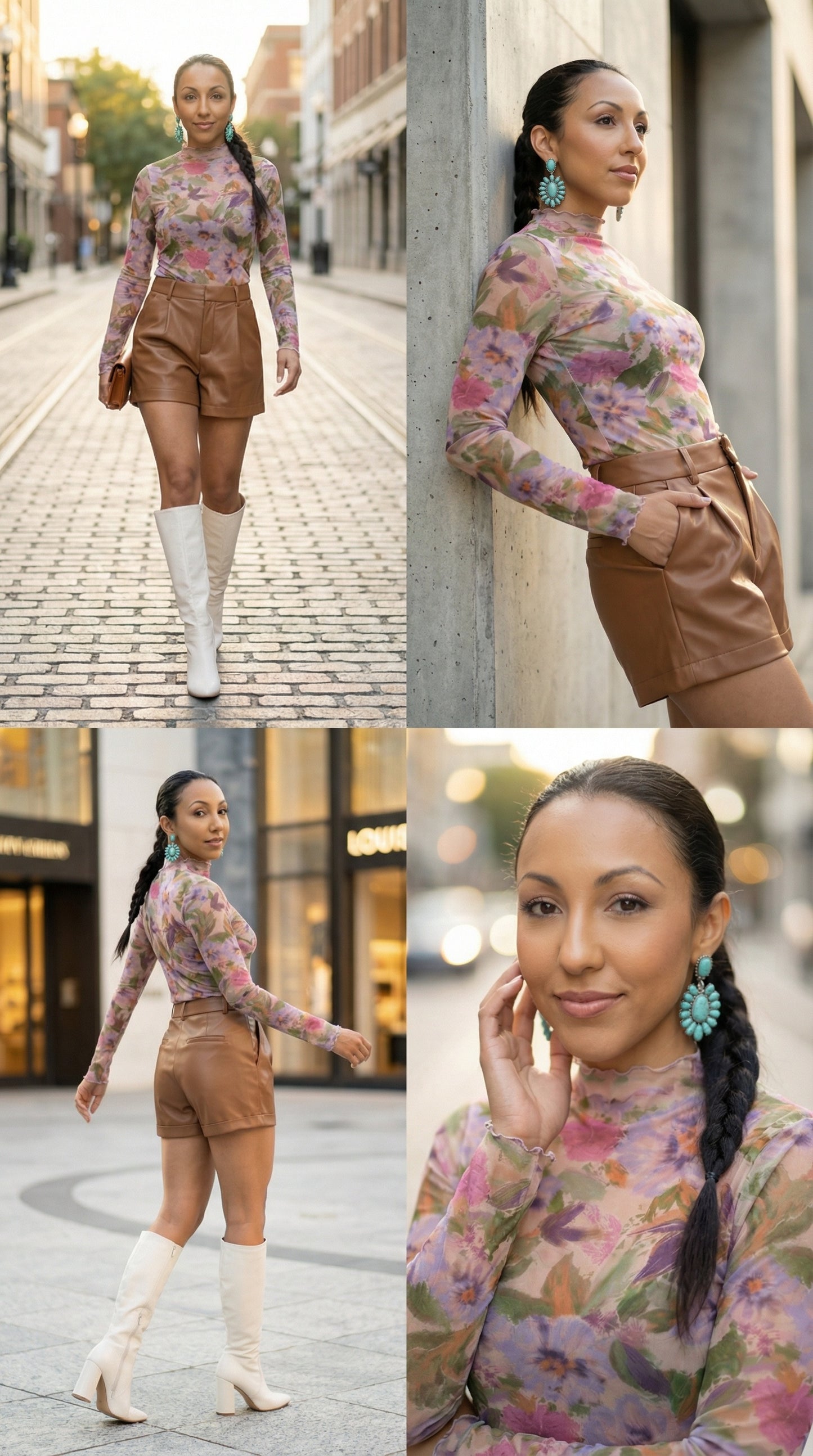 Staci Vegan Leather Shorts (Dark Camel)