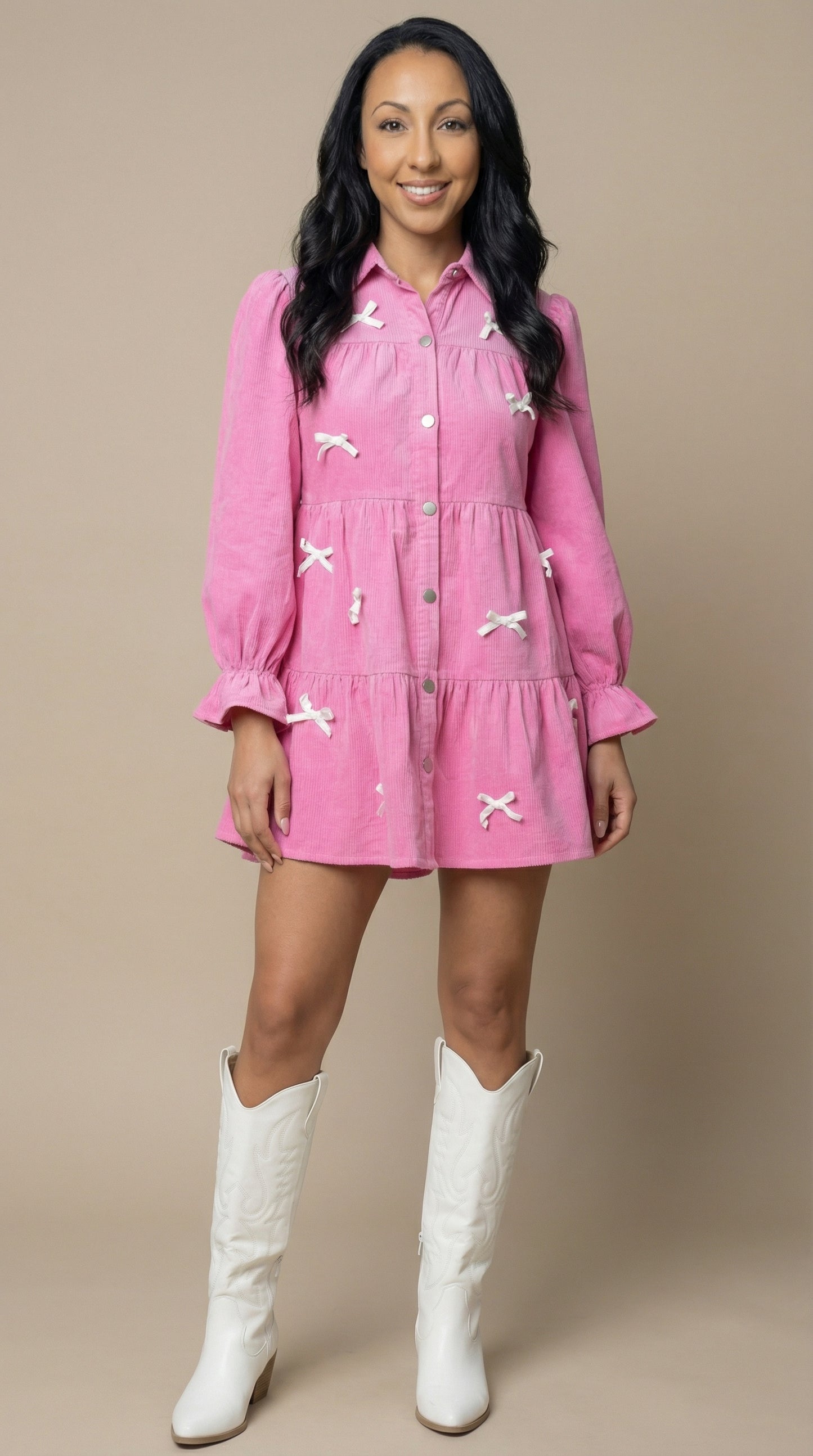 Pretty-in-Pink Cowgirl Corduroy Dress