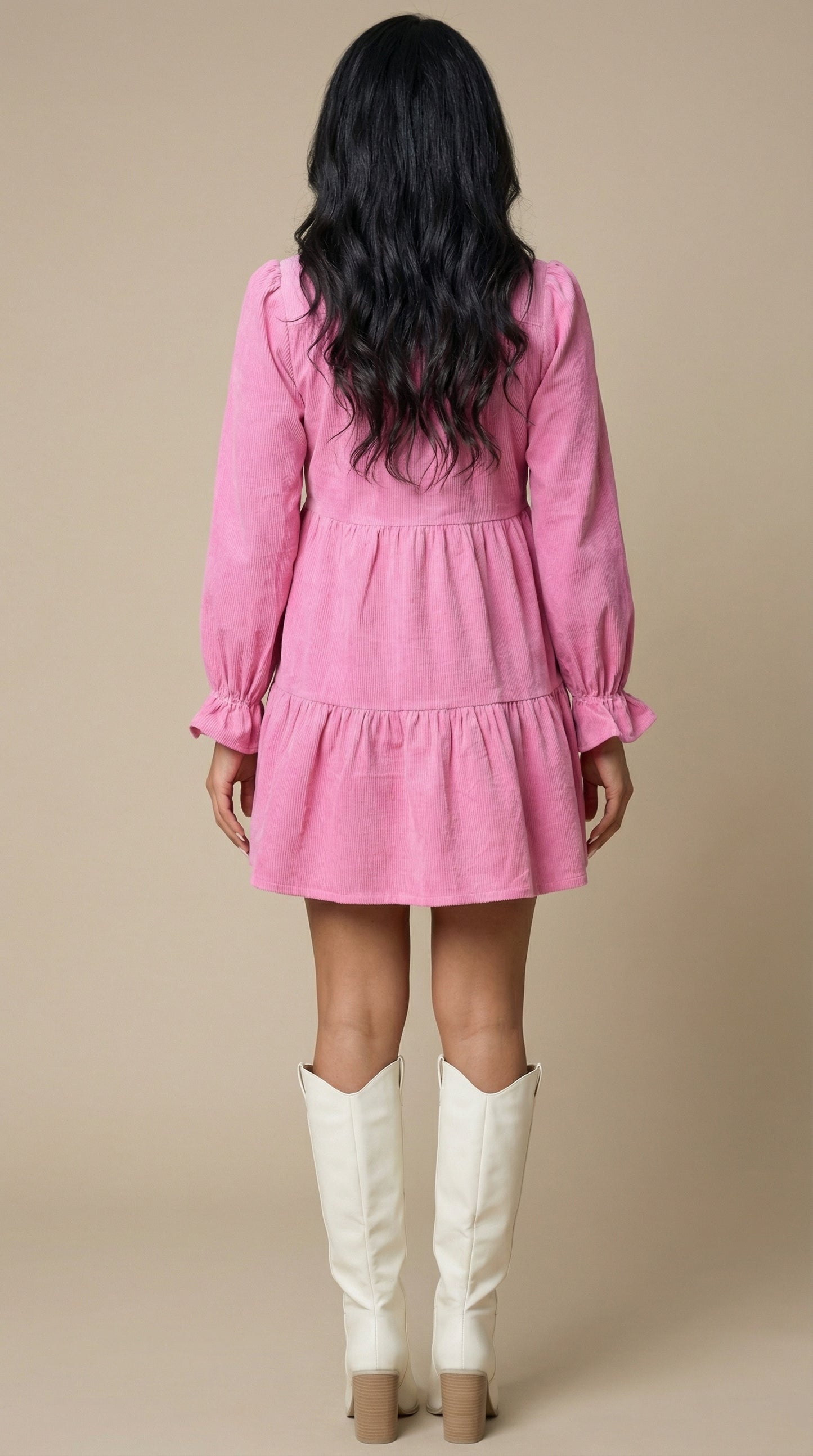 Pretty-in-Pink Cowgirl Corduroy Dress