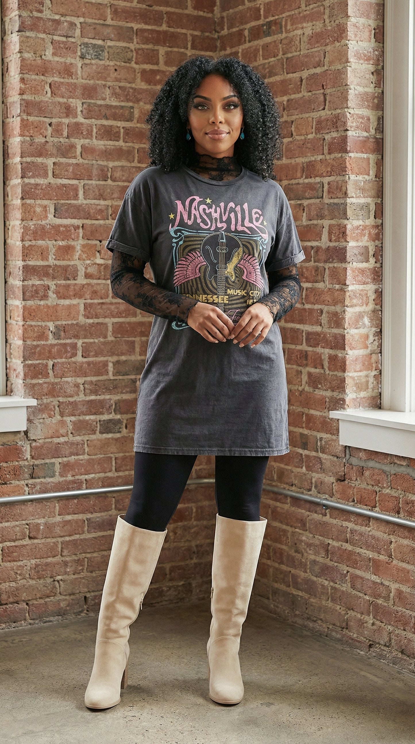 Nashville Nostalgia Oversized Tee Dress - Plus Size
