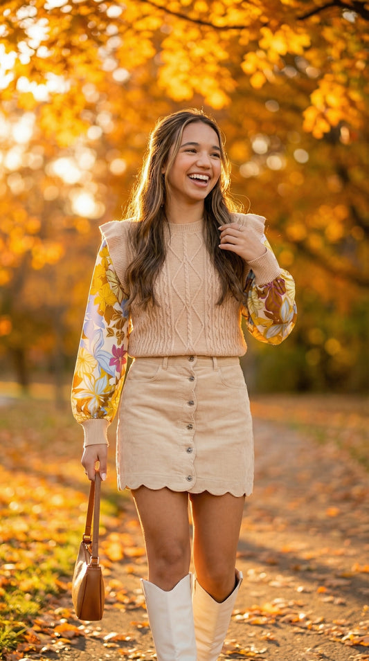 Hailee Floral Sleeve Sweater