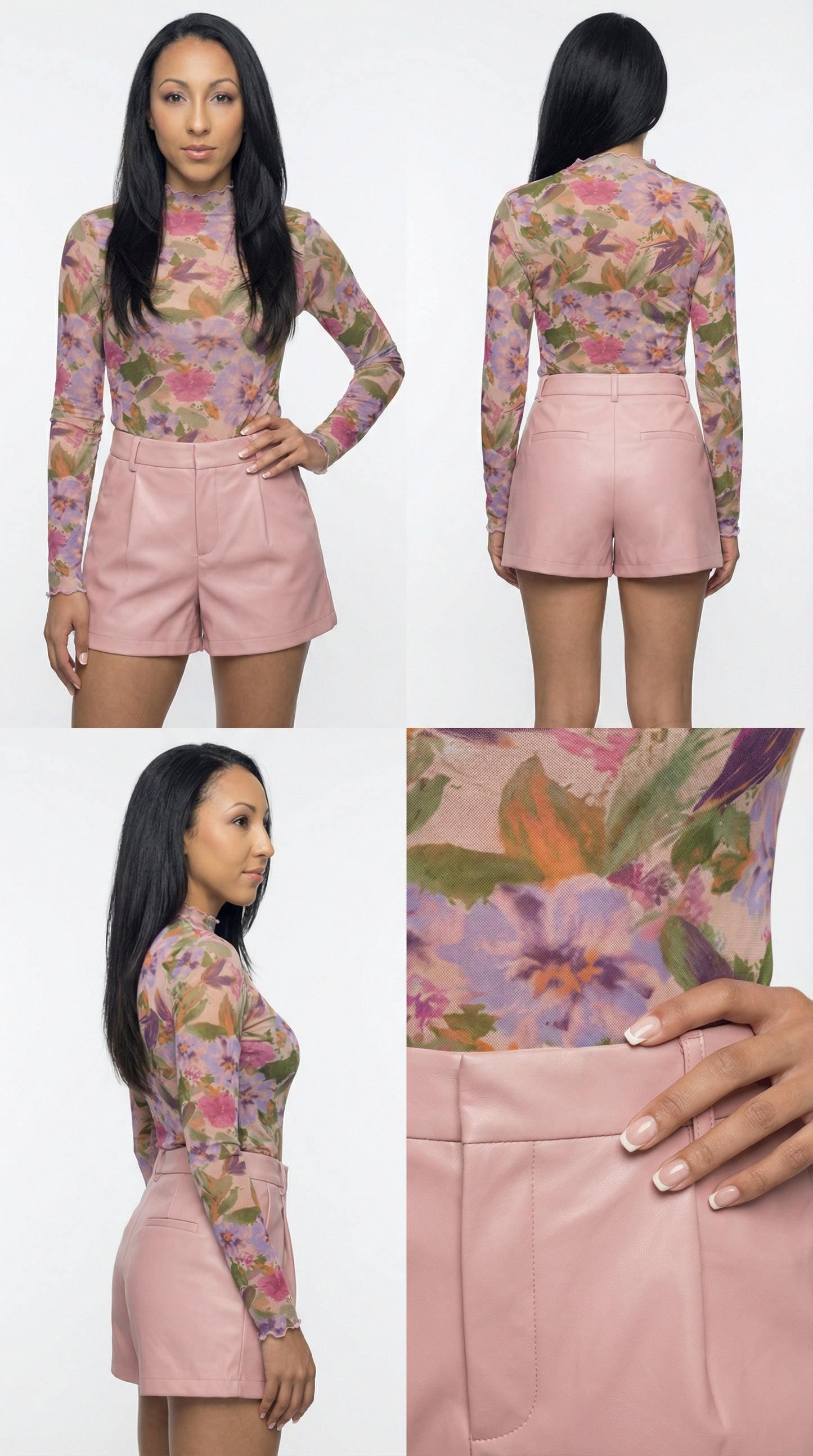 Staci Vegan Leather Shorts (Candy Pink)