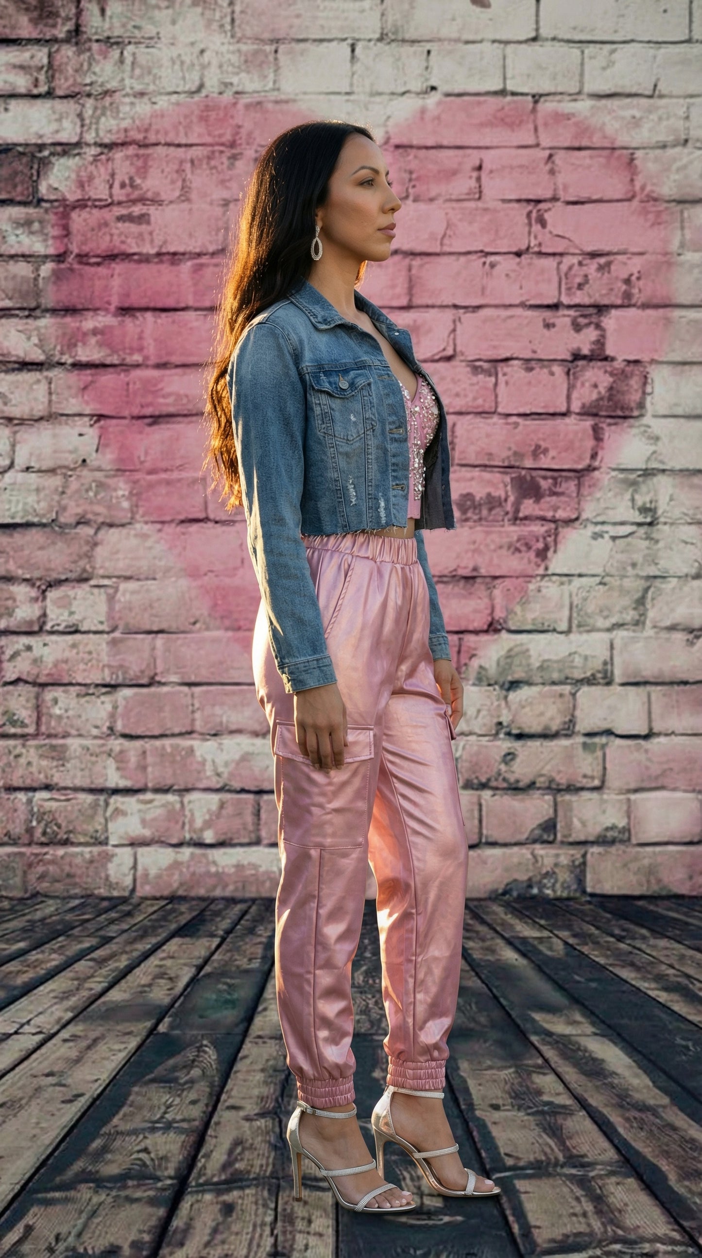 Baddie Attitude Metallic Faux Leather Cargo Pants