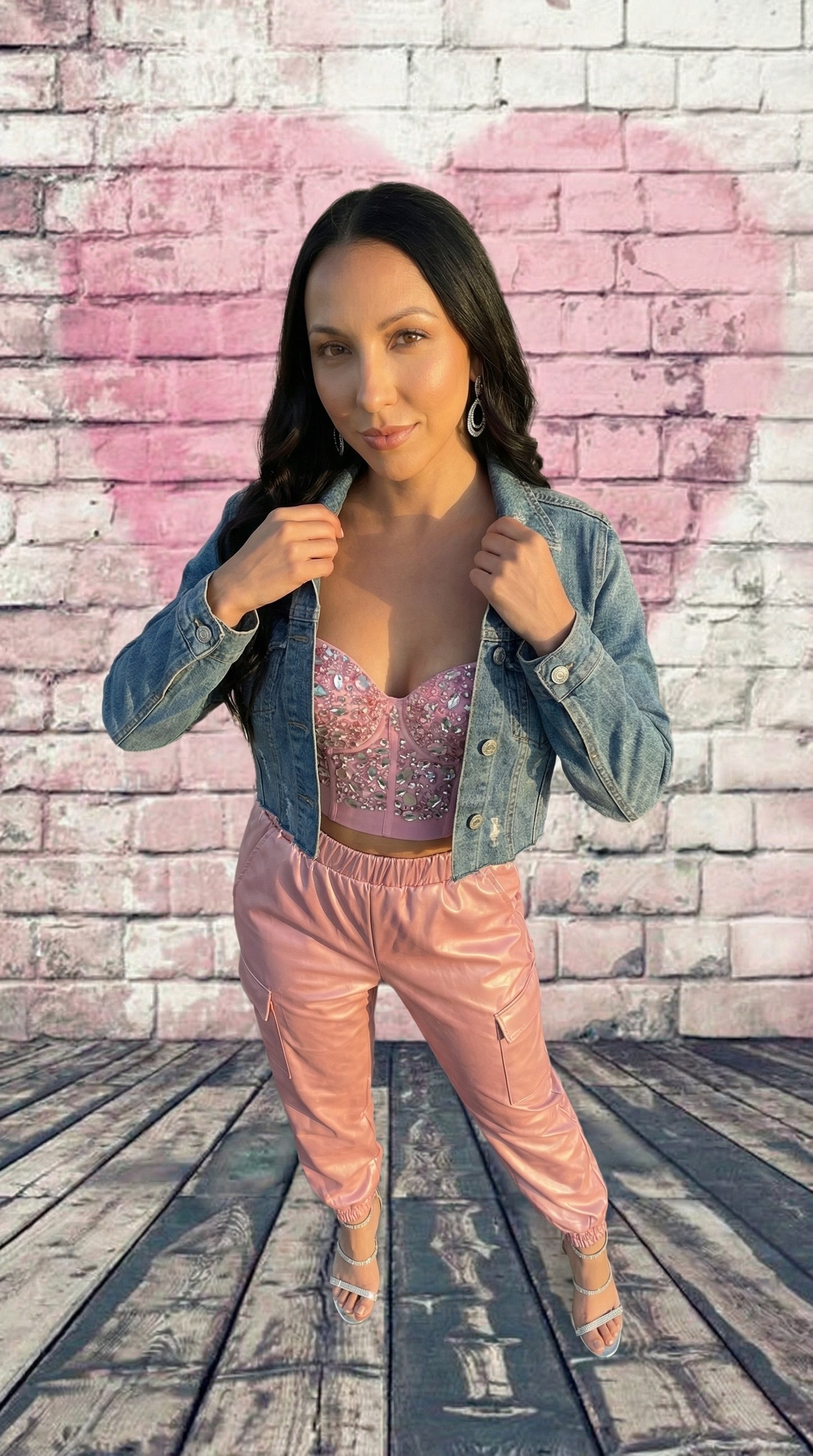 Baddie Attitude Metallic Faux Leather Cargo Pants