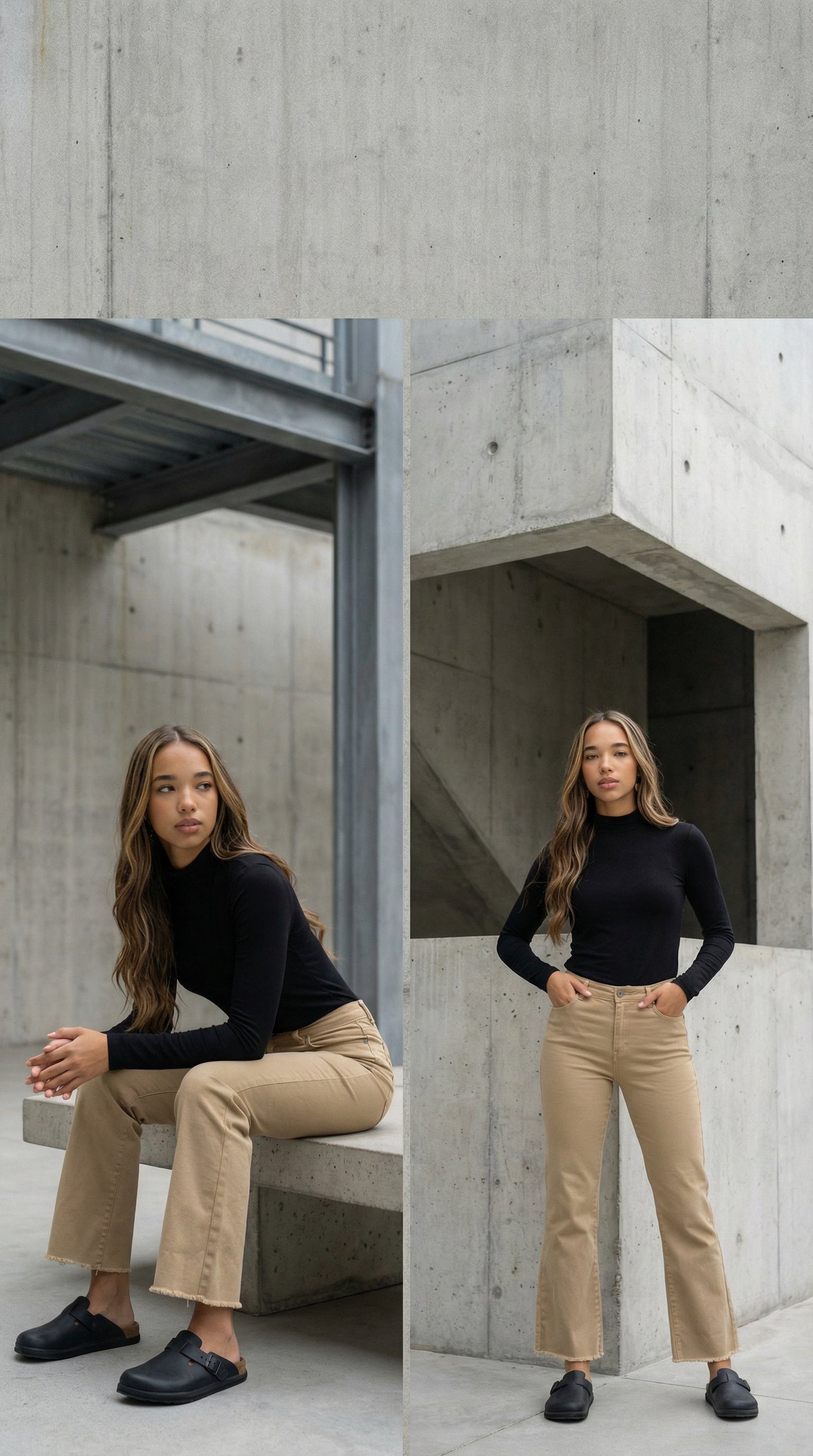 Reversible Mock Neck Top (Black)