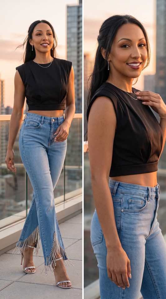 After Midnight Crystal Fringe Jean (Slim Fit)