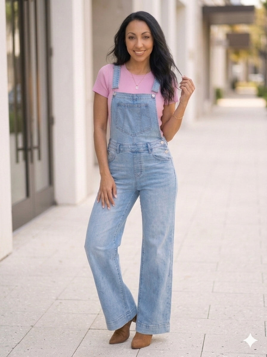 Weekend Mood Wide-Leg Denim Overalls
