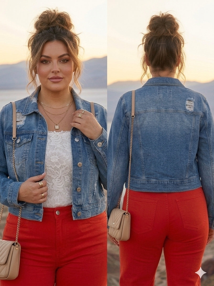 Blue Rebellion Distressed Denim Jacket