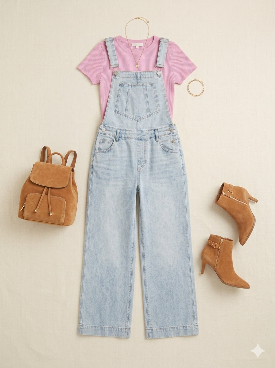 Weekend Mood Wide-Leg Denim Overalls