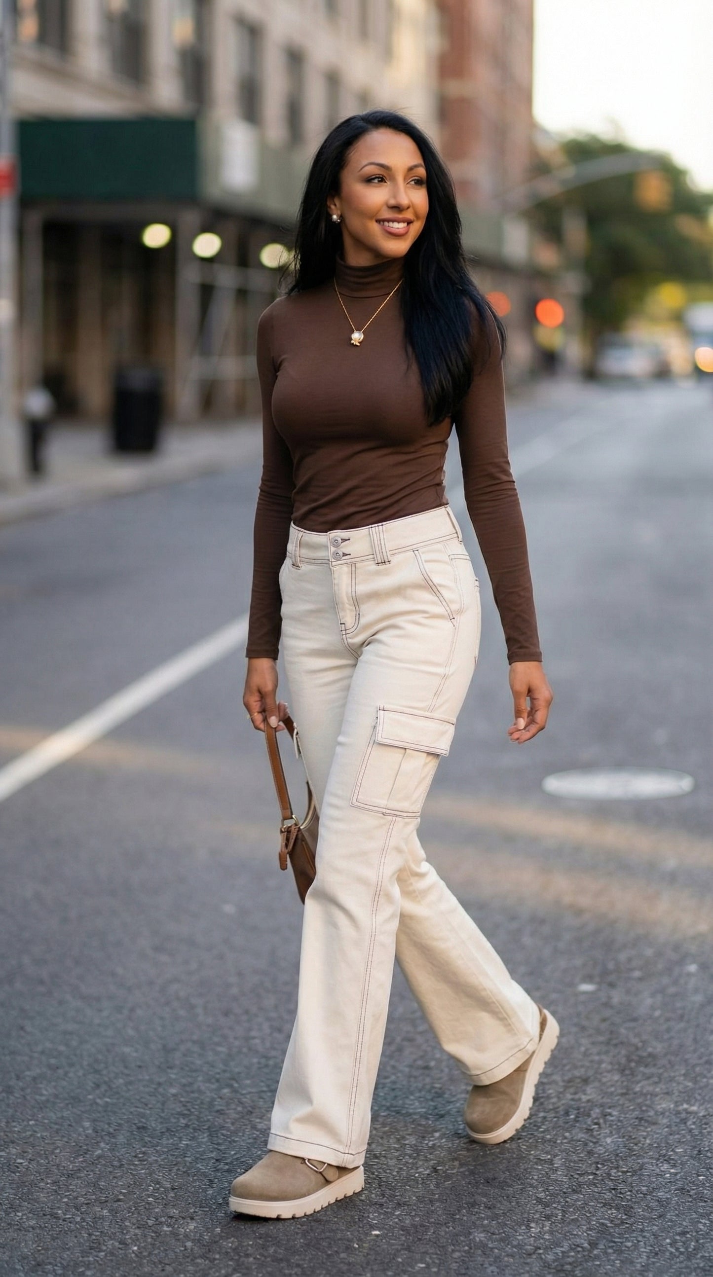 Reversible Mock Neck Top (Mocha)