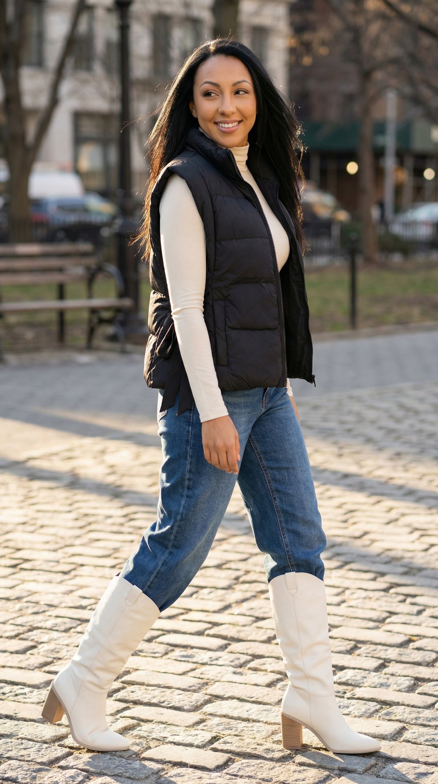 Cozy Cargo Puffer Vest (Black)