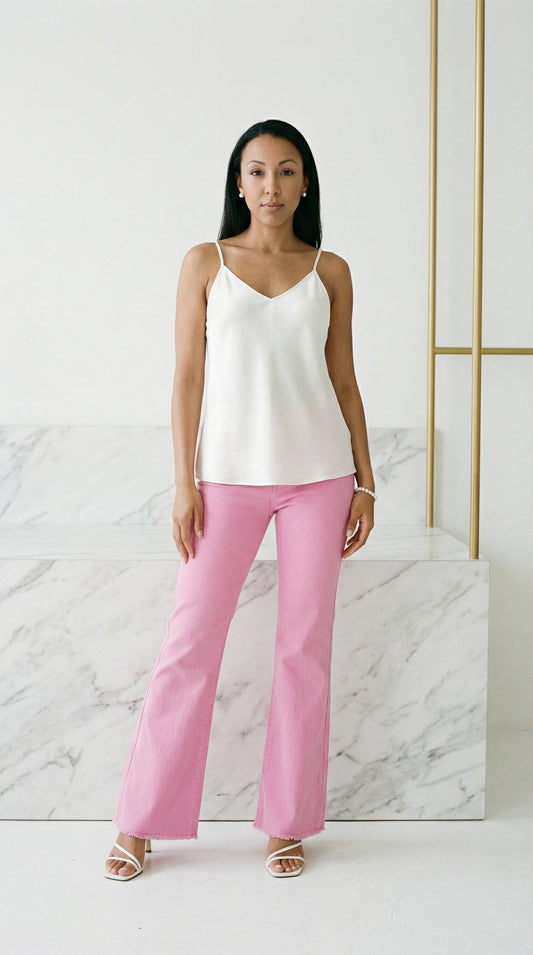 Sweet Caroline High-Rise Ankle Cut Jeans (Candy Pink)